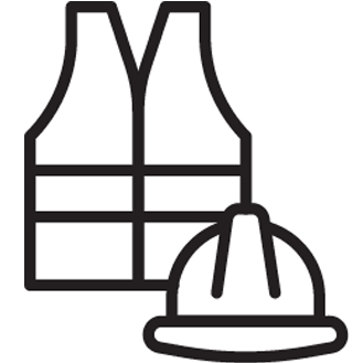 Helmet and vest icons. 